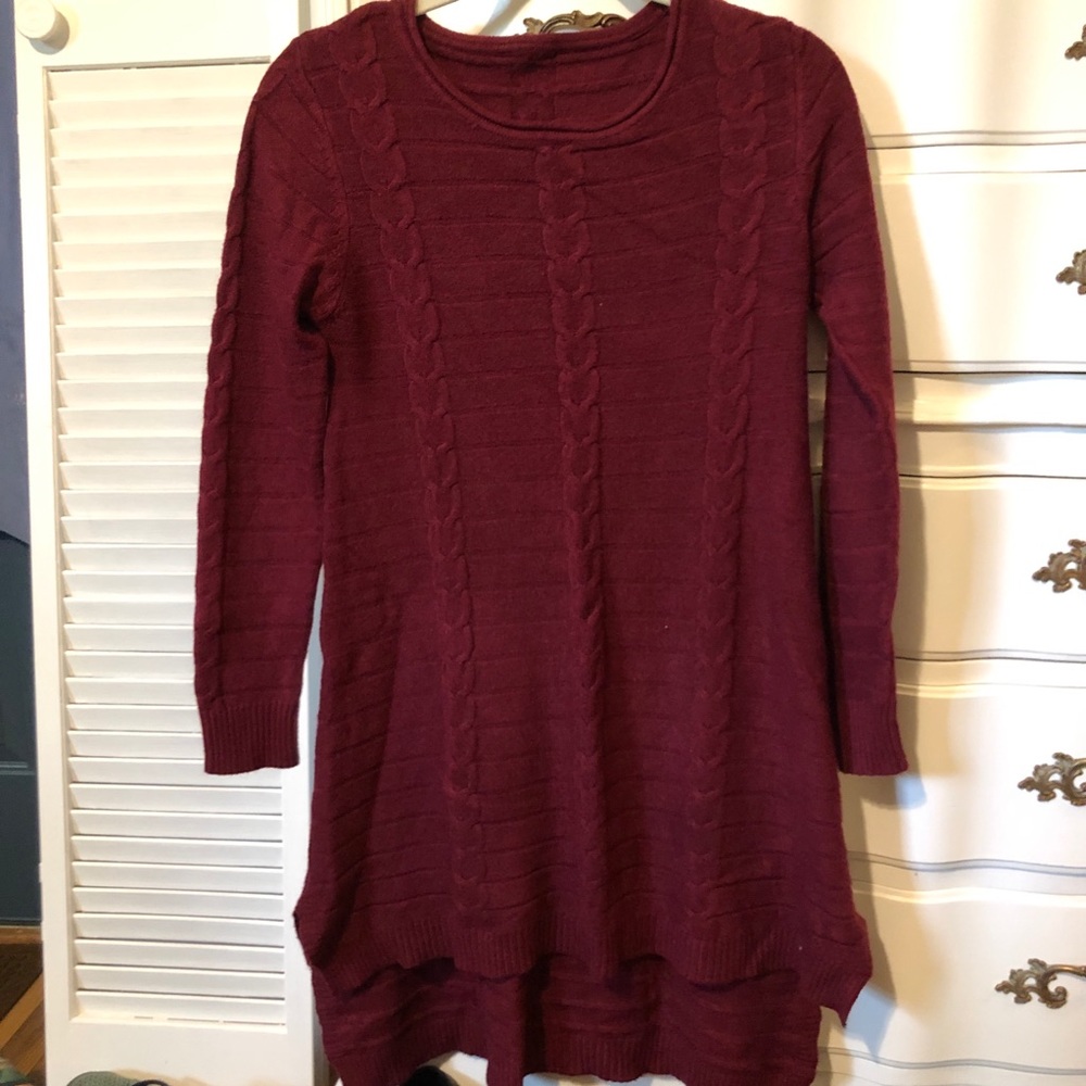 Dark red sweater dress